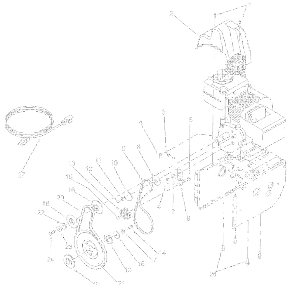 Engineandv-Belts Diagram and Parts List for 31AE600E161 2001 Yard Machines Snow Blower